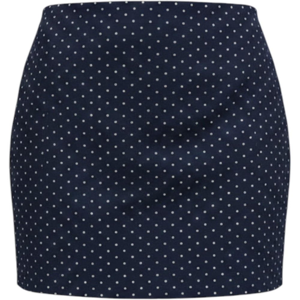 Loft Women's Midi Skirt Navy /Silver Polka Dot Sz 14 A-Line  Business Casual Y2K